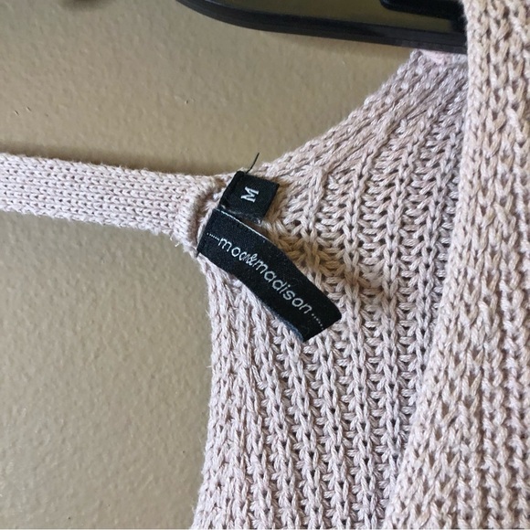 Moon & Madison Surplice Faux Wrap Sweater Tan Blush Medium - Picture 3 of 4